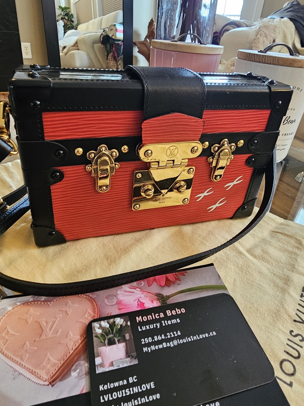 Louis Vuitton Red and Black Petite Trunk Crossbody Bag